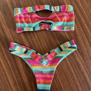 Luxe Sparkle Multicolor Striped Swimwear